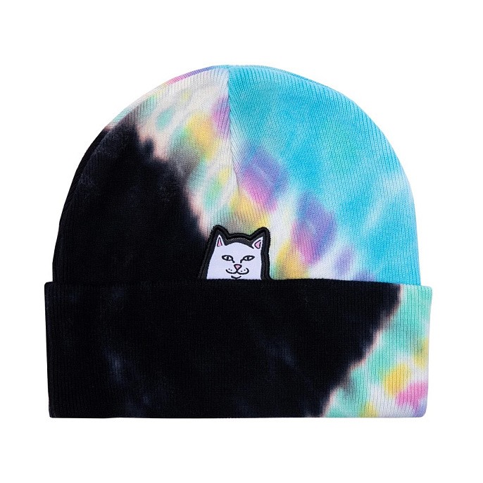 Шапка RIPNDIP Lord Nermal Beanie Black/Rainbow Tie Dye