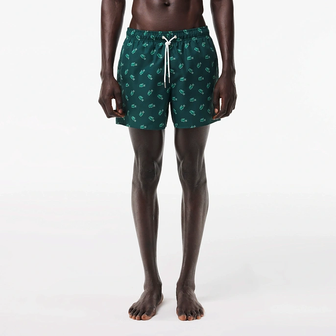 Шорты Lacoste Crocodile Print Swim Trunks Green/White