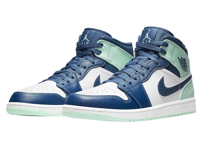 Кроссовки Jordan 1 Mid Mystic Navy/Mint Foam/White