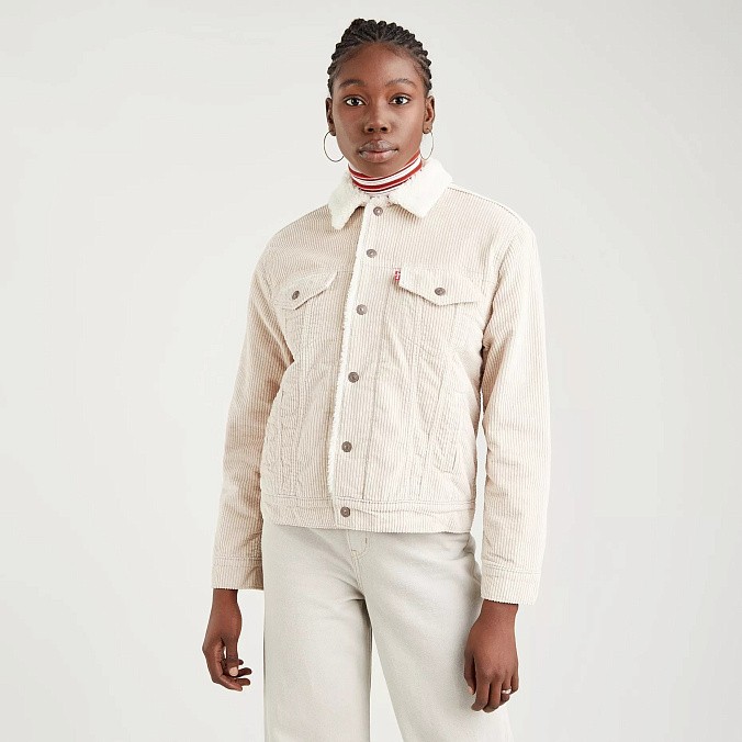 Куртка джинсовая женская Levi's Ex-Boyfriend Sherpa Trucker Jacket Pebble Cement