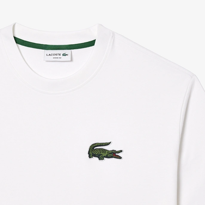 Футболка Lacoste Loose Fit Large Crocodile Organic Heavy Cotton T-shirt White