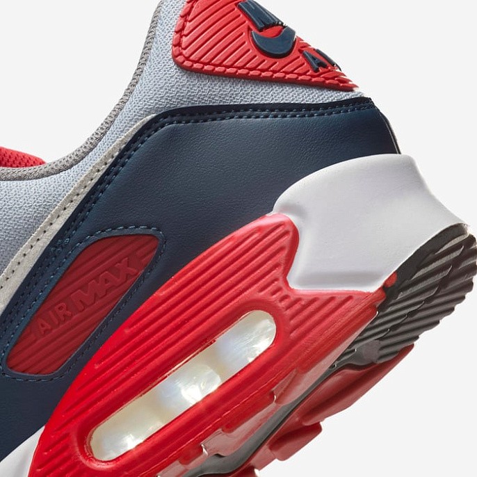 Кроссовки Nike Air Max 90 Light Smoke Grey/Armoury Navy/Fire Red/Phantom